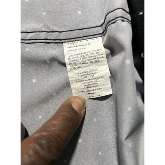 Perry Ellis Short Sleeve Black Button Down Mens Travel Lux Shirt Large - Picture 8 of 9